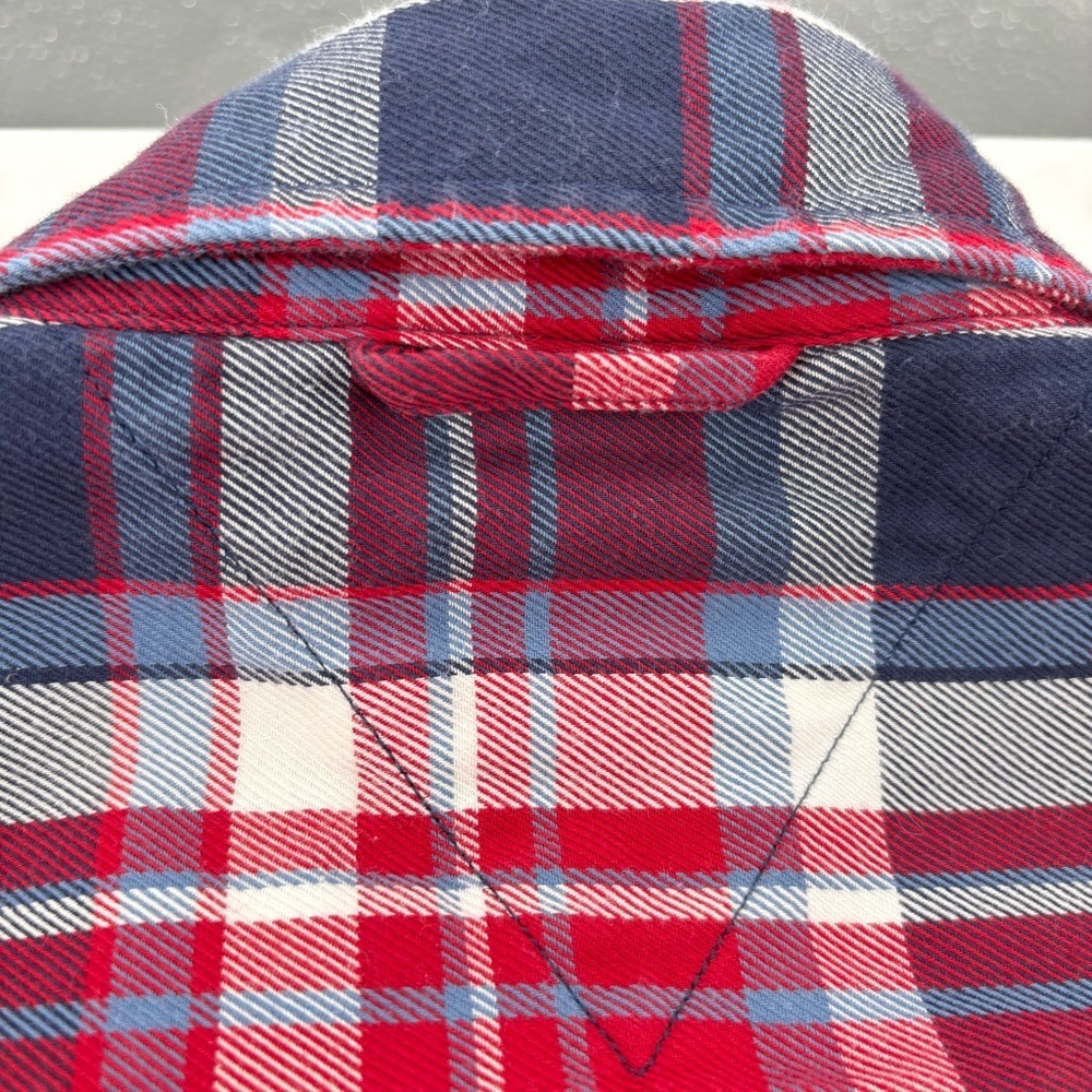 Tommy Hilfiger Navy, Red & White Flannel Checkered Button Down Shirt Size small - Picture 16 of 17